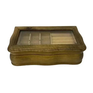 Wooden Earring Jewelry Storage Box Large Organizer Removable Divider Tray